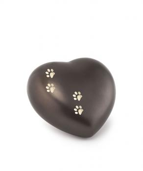 Keramik-Herz chocolat mit 4 goldenen Folien-Pfötchen (0,5 ltr.) - Auslaufmodell