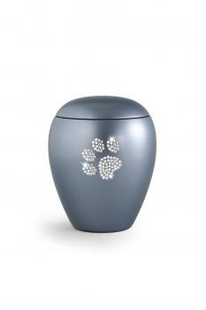 Keramik-Urne mit Pfotenmotiv 1,5 Liter - stahlgrau