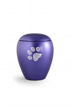 Preview: Keramik-Urne mit Pfotenmotiv 2,8 Liter rosa