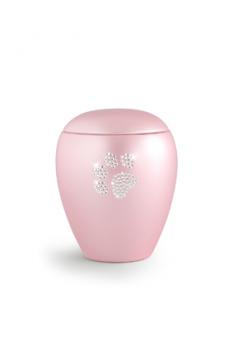 Keramik-Urne mit Pfotenmotiv 2,8 Liter rosa