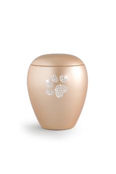 Preview: Keramik-Urne mit Pfotenmotiv 2,8 Liter rosa