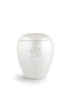 Keramik-Urne mit Pfotenmotiv 2,8 Liter rosa