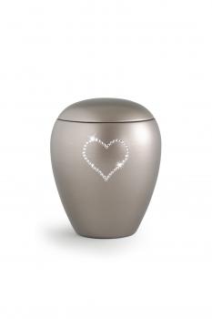 Keramik-Urne mit Herzmotiv 1,5 Liter - fumé