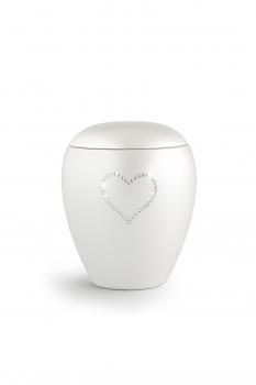 Keramik-Urne mit Herzmotiv 2,8 Liter perlmutt