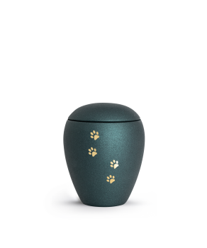 Keramik Verona petrol mit goldenen Pfotenspuren (0,5 ltr.)