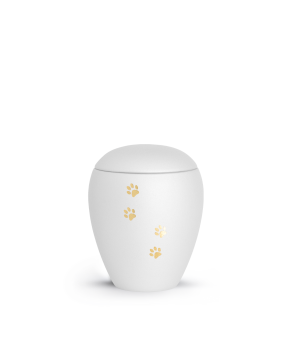 Keramik Verona weiß mit goldenen Pfotenspuren (0,5 ltr.)