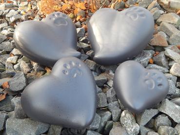 Herz mit 1 Pfote - Grau - frostsicher (2 ltr.) - Einzelstück