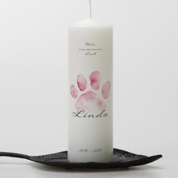 Trauerkerze mit Aquarell-Pfote