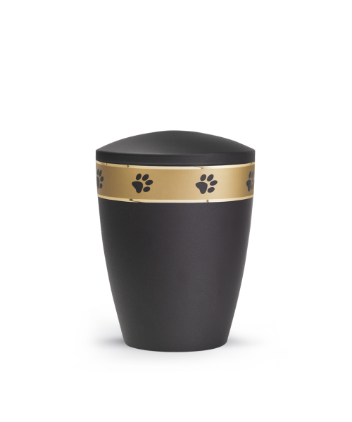 Naturstoffurne Anthrazit mit Pfotenzierband (1,5 ltr.)