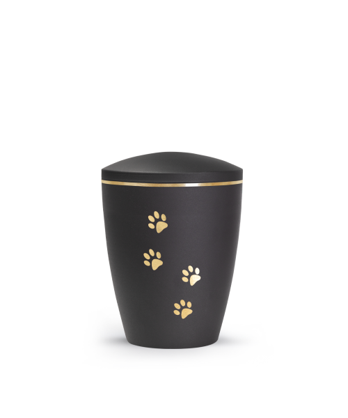 Naturstoffurne Anthrazit mit 4 Pfötchen (0,5 ltr.)