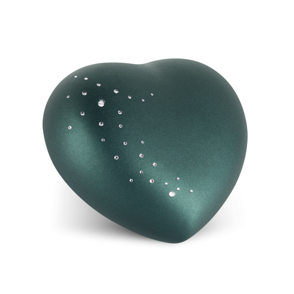Keramik Herz petrol mit Kristall-Schweif (1,5 ltr.)