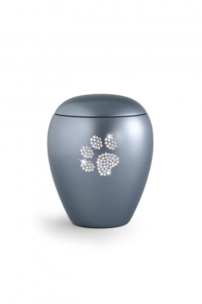 Keramik-Urne mit Pfotenmotiv 1,5 Liter - stahlgrau
