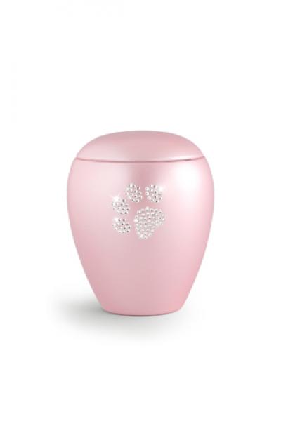 Keramik-Urne mit Pfotenmotiv 2,8 Liter rosa