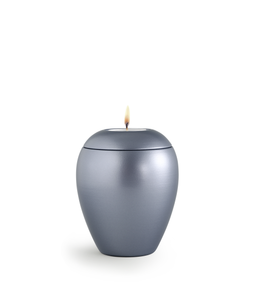 Keramik-Urne stahlgrau mit Gedenklicht (0,5 Liter)