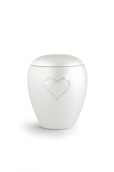 Keramik-Urne mit Herzmotiv 2,8 Liter perlmutt